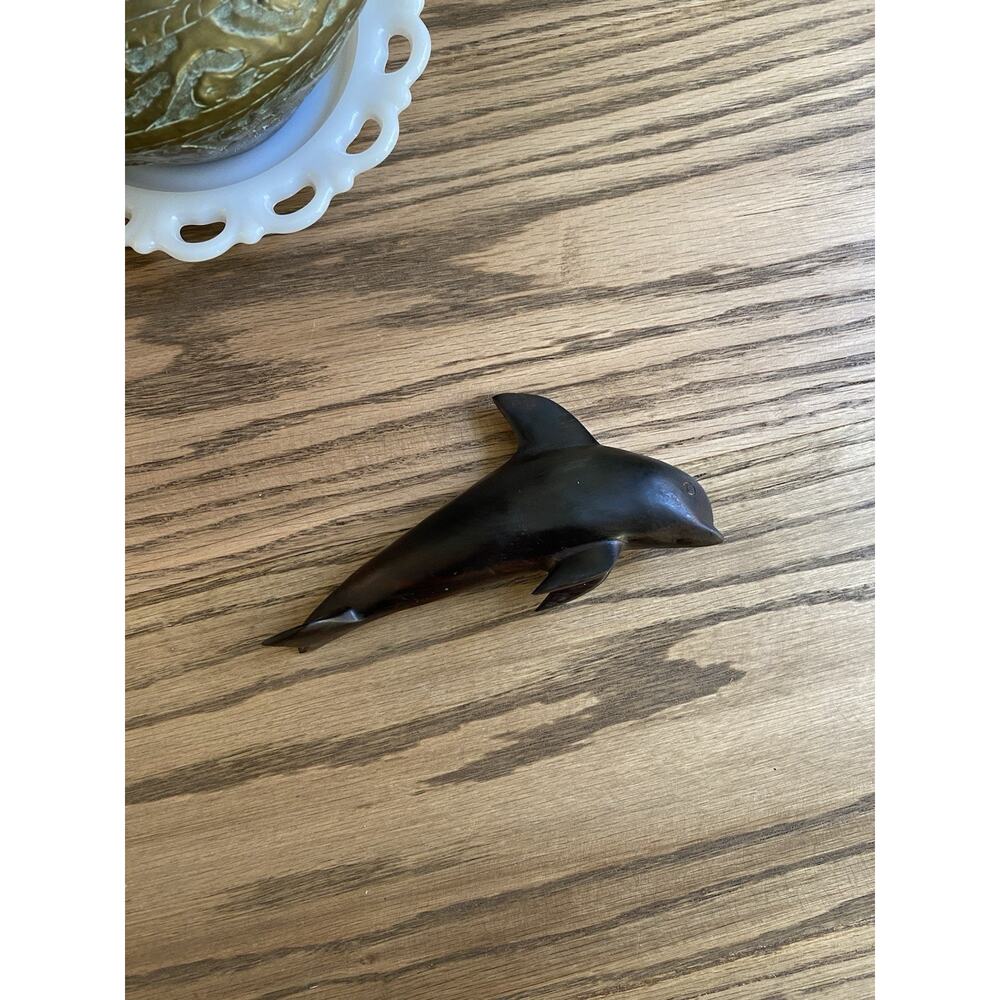 Vintage Midcentury Ironwood Dolphin Carved Wooden Dolphin Sculpture